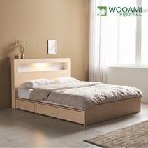 우아미가구 모노 비즈 LED 3서랍수납형 독립 유로탑70T SS 침대 DM5021, 메이플