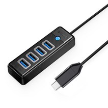 오리코 C타입 4포트 USB 허브 USB3.0 5Gbps PW4U-C3, 블랙