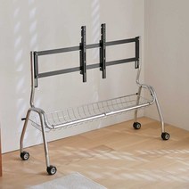 이동식 TV 거치대 모니터 행거 스탠드 바퀴달린 tv 랙, 수납바구니 TV브라켓 (55-65인치)