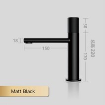 화장실 주방 수도꼭지 절수 씽크대 수도 세면대 황동 블랙 욕실 싱글 핸들 디자인 하이 엔드 호텔 콜드 및 핫 듀얼 컨트롤 앤 로우, Matte Black
