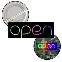 milovhi DIY 네온사인 LED 영업중 간판 OPEN 전광판 오픈 간판 미니 입간판, DIY 간판, LED바 o+p+e+n