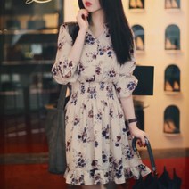 곽씨네슈퍼 여자 예쁜 쉬폰 꽃무늬 미니 원피스 프릴 숏 하객룩