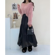 더끌레르 / [맥시라인/3color]로즈 새틴 캉캉 롱스커트