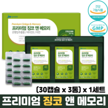 JW중외제약 프리미엄징코앤메모리 은행잎추출물 식약청인정 징코 기억력개선 혈액순환개선제, 1세트, (30캡슐 x 3통)