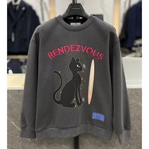 리버클래시 22F/W 쿨그레이 고양이 아트웍 워싱 세미오버핏 맨투맨 (LIW41922)