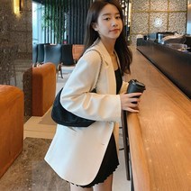 승무원면접복 여자면접복장 아나운서자켓 오프 화이트 블레이저 봄 가을 더블 브레스트
