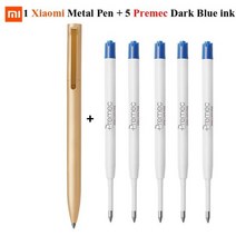 원래 샤오미 Mijia 메탈 로그인 펜 9.5mm 서명 PREMEC 부드러운 스위스 블랙 블루 레드 리필 내구성 비즈니스, 1Mi Pen 5 Premec ink_3