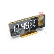 FM 라디오 LED 디지털 스마트 알람 시계 테이블 전자 데스크탑 USB 180 ° 시간 프로젝션 스누즈