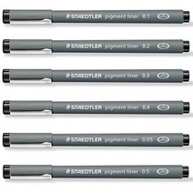 스테들러 수성펜 피그먼트라이너 308 프로젝트펜 물펜, 1개, 05-9/블랙/0.5mm