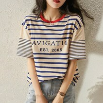 퀸앤조이 네비게이션 마린 스트라이프 반팔 티셔츠
