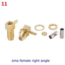 SMA RPSMA 수 플러그 암 잭 동축 커넥터 LMR100 RG174 RG316 케이블용 직각 크림프 금도금 황동 구리 2-10개, [11] Type11, [03] 10PCS