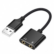 오인페 Vention-사운드 카드 USB 오디오 인터페이스 외부 사운드 어댑터 3.5mm 노트북 스피커 PS4 이어폰 마이크, [01] Black, 01 Black