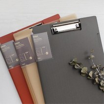 문서 자료 보관 정리 클립형 서류 파일함 가죽메뉴판, 브라운클리어