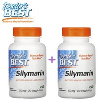(1+1) 닥터스베스트 실리마린 밀크씨슬 추출물 Silymarin 150mg 비건 120 베지캡슐 2팩