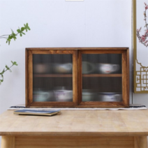 레트로 미닫이 원목 그릇장 옛날찬장 미니찬장 유리그릇장 컵보드, Type 5 베고니아 글래스