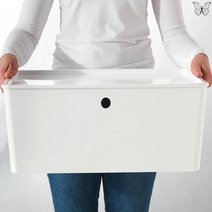 이케아 쿠기스 수납함+뚜껑 화이트 37x54x21cm 플라스틱 리빙박스 소품 잡화 정리 보관통