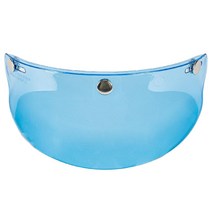 Ursmart 대부분의 오픈 페이스 하프 페이스 또는 빈티지 헬멧 15cm x 5cm에 대한 빈티지 3-스냅 오토바이 헬멧 바이저 피크, 15cm x 5cm, PC, 투명한 파란색