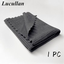 Lucullan 40x40cm 가장자리 없는 유리 페인트 내부 극세사 건조 천 흡수성 보푸라기 없음 와플 직조 타월, 5PC Grey Edgeless_3