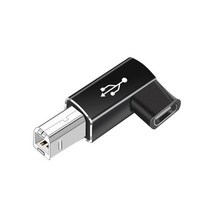북스캐너 usb c female to usb type b 2.0 male 어댑터 변환기 macbook proair hp canon epson dell samsung type c, 앵글 블랙