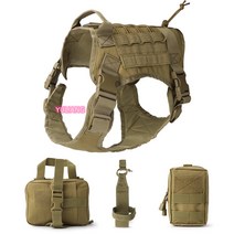 밀리터리 군견 전투견 셰퍼드 전술조끼 가슴줄 하네스 Esyuse 증정, 그린