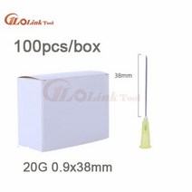가정용 수리 도구 수 작업 공구 부품 용품 키트 세트 100 조각 주입 바늘 18G 21G 22G 23G 25G 27G 30G 32G x 4mm 일반 엔드 노치 엔도 팁 주사기, [03] 20G 0.9X38MM