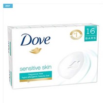 Dove 도브 비누 뷰티 바 센시티브 스킨 106g 16개입 Beauty Bar Sensitive Skin, 1팩, 캐나다 제조 센스티브 (16 개)
