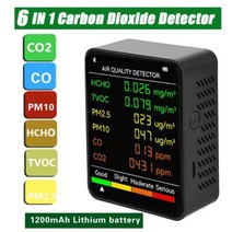 라돈측정기 3차원측정기 오토클레이브 석정반 하이트게이지6In 1 PM2.5 PM10 HCHO TVOC CO 다기능 대기 질, CHINA, 6 in 1 Black