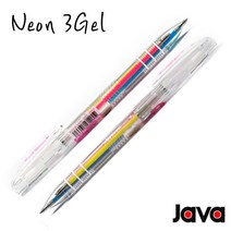 JAVA 자바펜 3색 중성 형광볼펜 0.5 네온3겔 / 형광잉크 / 신개념 멀티볼펜 / 투명바디, 자바펜 네온3겔 분홍 / 노랑 / 하늘