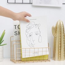 3단 매거진랙 철제 잡지꽂이 사각 미니 책꽂이 신문 가판대 에세이 미용실 책진열대 보관, 골드