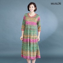 엄마옷 모슬린 카키단가라 면 원피스 홈웨어 HO910172마담 미시옷 중년여성의류 빅사이즈 할머니옷 50대 60대여성옷 여성 가을