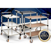 식당 레스토랑 홀서빙 웨건 핸드카트 특대 PC방 글램핑 장보기, 1개, 고급형 백마블 3단 특대