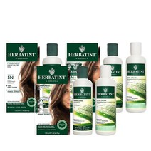 허바틴트 염색약 샴푸 컨디셔너 3종 세트 Herbatint Permanent Hair Color in 5N Light Chestnut, 3팩