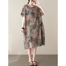 여성 린넨 원피스 롱 스커트 데님 빅싸이즈 비치웨어 정장 여성을위한 짧은 소매 코 튼 린 넨 빈티지 인쇄 여름 드레스 2022 새로운 캐주얼 느슨한 미디 휴일 숙 녀 우아한 옷