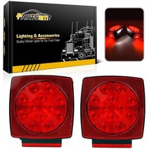파트삼 12V 방수 사각형 LED 트레일러 라이트 빨간색 LED 스톱 턴 테일 면허 브레이크 주행등 80인치 미만 트레일러 트럭 마린 캠퍼 RV 스노우모빌IP68DOT 호환, Red
