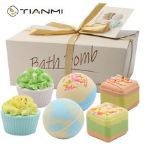 목욕 폭탄 세트 달콤한 깜짝 선물 6pcs 소금 공 자연 거품 스파 남성 여성 바디 스킨 케어 클린 도구 키트