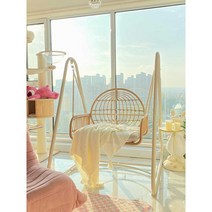 철제 그네의자 펜션 정원 단독 주택 마당 흔들의자, 살구 싱글 흔들의자