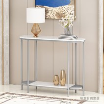 철제다리 타원형 대리석 콘솔 현관콘솔 복도콘솔 슬림콘솔, 실버+화이트 / 100cm