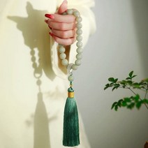 차량용염주 108염주 불교묵주 green jade stone 12mm 구슬 술 팔찌 목걸이 tibetan buddhist mala buddha charm rosary yoga, h