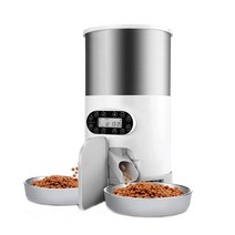 스마트 앱 애완 동물 먹이 공급기 고양이와 강아지 사료 자동 디스펜서 스테인레스 스틸 그릇 녹음 타이밍 공급, 4.5L double bowl, Button control