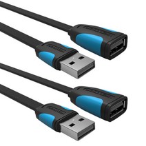 벤션 플랫 칼국수형 USB 연장케이블 연장선 VAS-A10, 1.5m, 2개