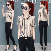 여성 여름 반팔 블라우스 세미 정장 쉬폰 명품 반팔티WXABG 반팔티