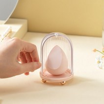 미닫이 투명 돔 물방울 퍼프 보관함 케이스, 화이트