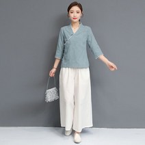 여성 복고 철릭 두루마기 린넨 개량 퓨전 한복 세트 투피스 절복 법복