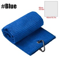 40x60cm 트라이 폴드 골프 타월 프리미엄 마이크로 화이버 패브릭와플 패턴헤비 듀티 카라비너 ​​클립 5 그룹 색상 옵션 골프 타월, 파란색