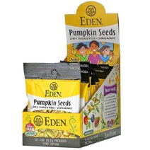 Eden Foods 포켓 스낵 유기농 호박씨 기름 없이 볶은 제품 12팩 팩당 28.3g(1oz) 1팩, 12 개