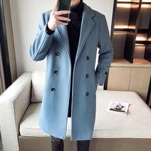 남자 남성 코트 겨울 두꺼운 따뜻한 트렌치 더블 브레스트 울 럭셔리