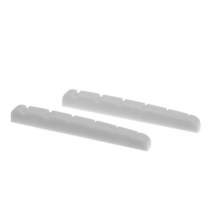 Musiclily Pro Urea 레진 플라스틱 43mm 슬롯 스트랫 텔레 일렉트릭 기타 너트 플랫 바닥 6스트링 스트라토캐스터텔레캐스터 기타용 화이트 2개 세트, White