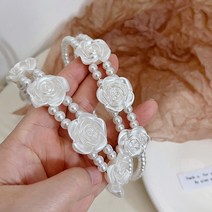 루즈루나 화이트 로즈 펄 헤어밴드 머리띠