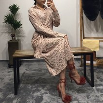 키밍 / 버건디색 꽃잎 셔츠 원피스 가을 하객패션 롱원피스