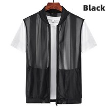 민물 낚시 조끼 갯바위구명조끼 루어조끼여름 망 메쉬 낚시 조끼 멀티 포켓 야외 작업 빅 사이즈 지퍼 자켓 남성 속건 스트라이프 스킨 의류 하이킹 조끼바다낚시조끼, 검은색, 아시아 xxxl